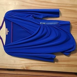 Ellen Tracy Surplice Top with Zipper Detail